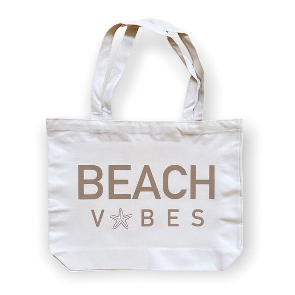 NWT Wool + Pepper Co. BEACH VIBES canvas Cotton Tote Bag - Picture 2 of 4